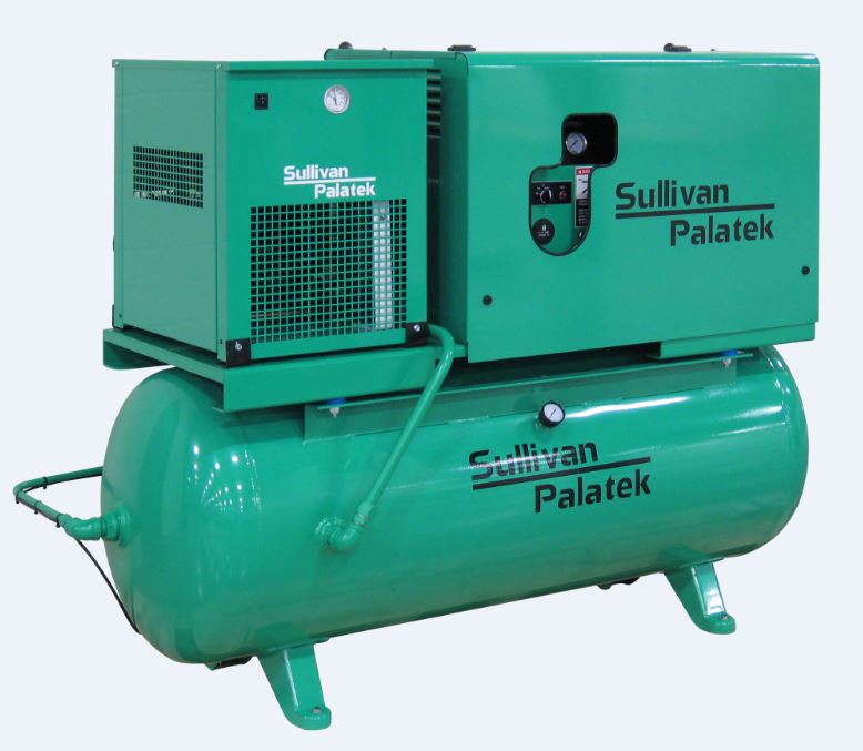 sullivan palatek 10M 10 HP base mount rotary screw air compressor with optional tank mount